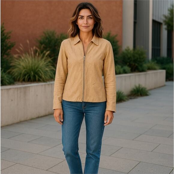 Coldwater Creek Front Zip Tan Jacket Size L - Picture 2 of 9